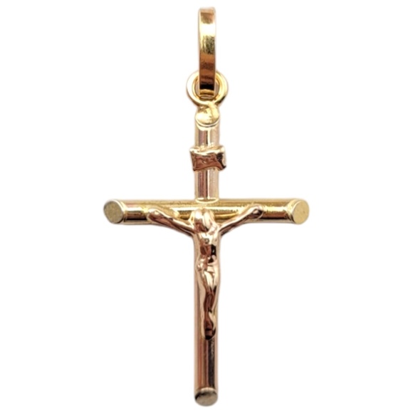 14 Karat Yellow Gold Toothpick Crucifix Pendant #20905 - Picture 1 of 10
